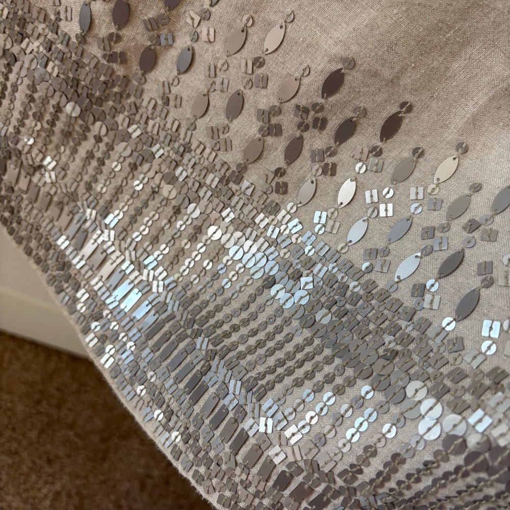 EILEEN FISHER Organic Linen Tank Dress with Sequined Hem. Size 14. - Picture 5 of 12